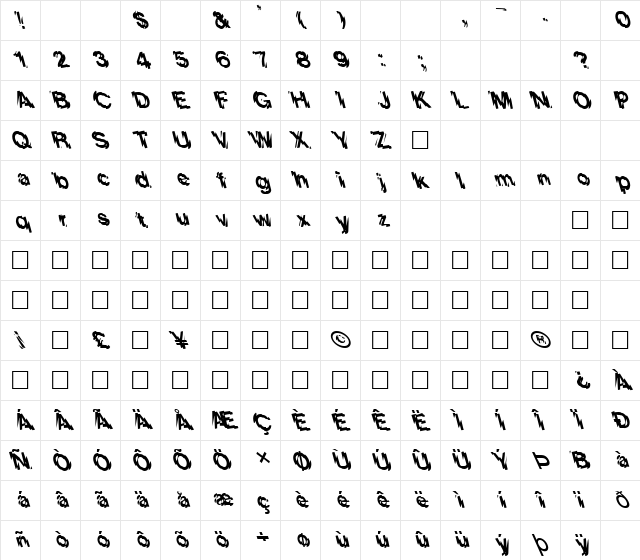 FZ UNIQUE 20 LEFTY Normal font glyphpreview