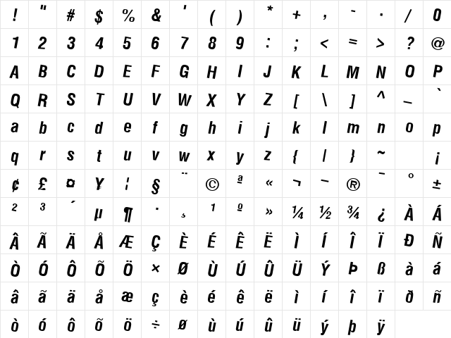 Car Regular font glyphpreview