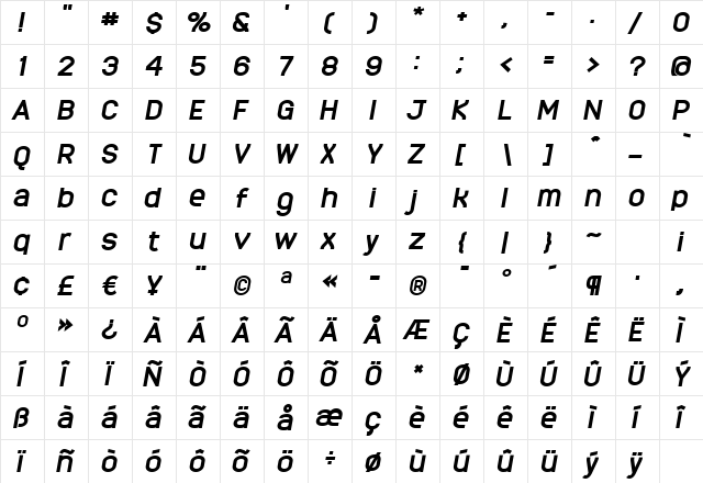 MonarkBold Oblique Regular font glyphpreview
