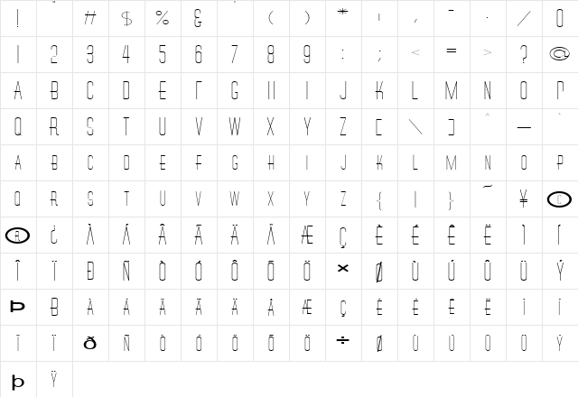 FZ BASIC 27 EX Normal font glyphpreview
