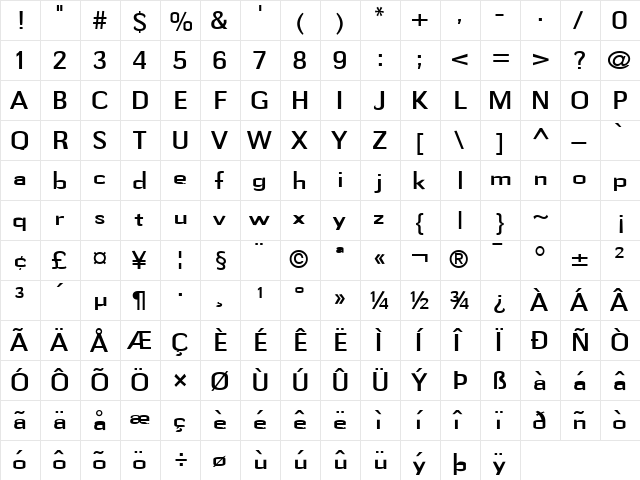 FZ BASIC 58 Normal font glyphpreview