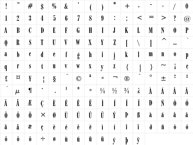 Modern 735 Regular font glyphpreview
