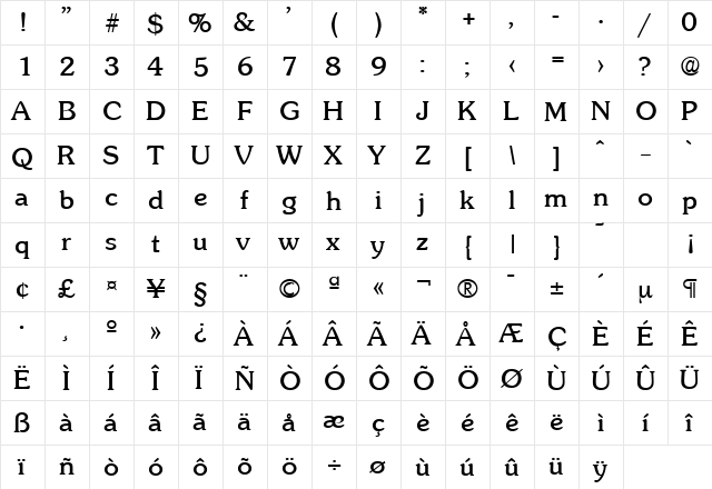 Sunset-Serial DB Regular font glyphpreview
