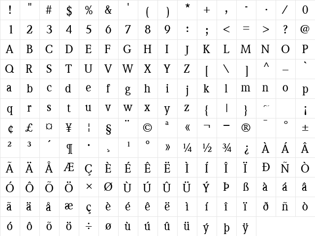 QuintessenceMediumSSK Regular font glyphpreview