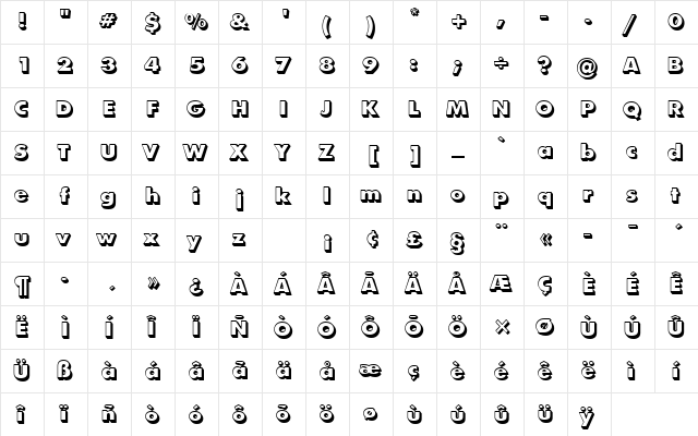 FuturaShaDExtBolRo1 Regular font glyphpreview