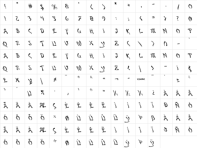 Bushido Leftalic Italic font glyphpreview