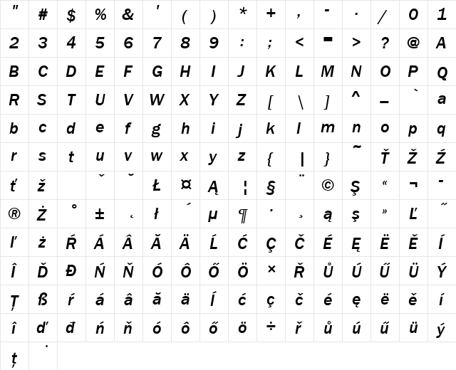 FranklinGotItcTEEMed Italic font glyphpreview