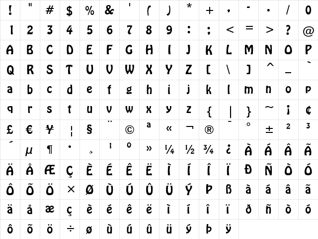 Hobo Regular font glyphpreview