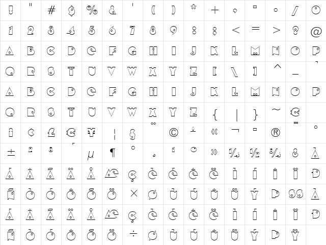 ShotgunBlanks BT Regular font glyphpreview