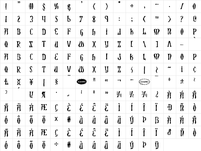 Xiphos Horror Horror font glyphpreview