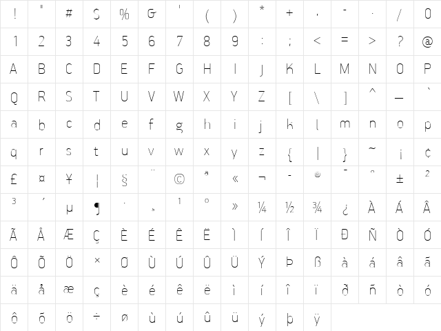 PF Handbook Pro Extra Thin font glyphpreview