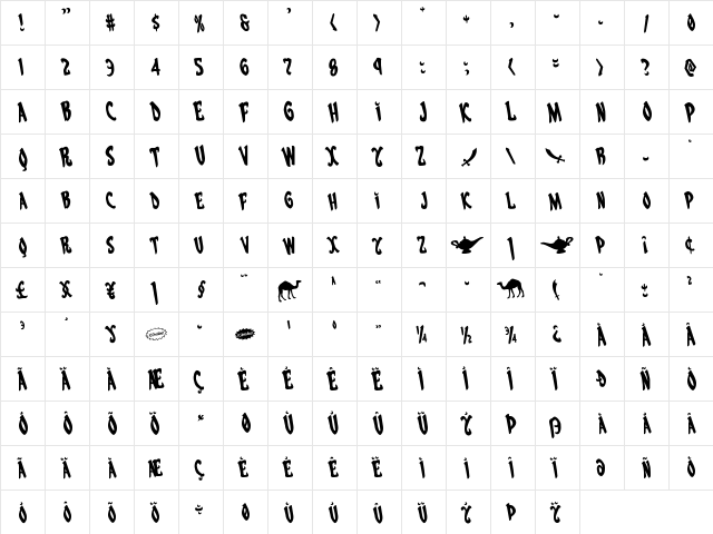 Eskindar Rotated Regular font glyphpreview