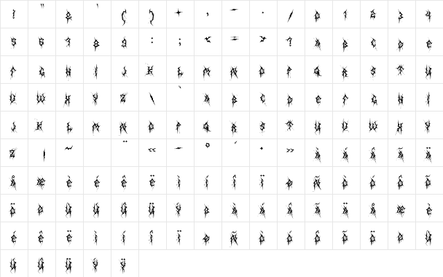 MB Thin Worms Regular font glyphpreview