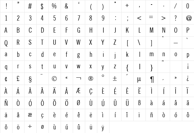 NobbiGConDB Normal font glyphpreview