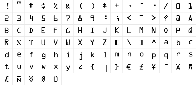 OCRA LT Regular font glyphpreview