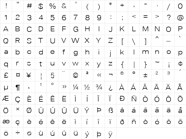 Lunchtype24 Expanded Light font glyphpreview