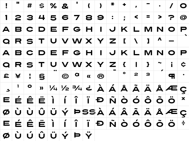 Turnpike Regular font glyphpreview