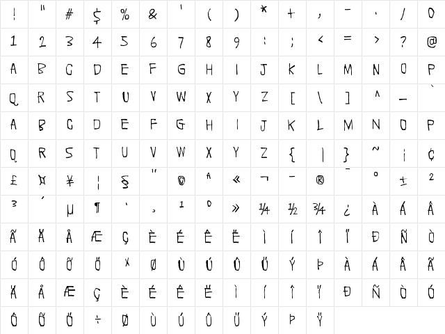 Quick Pangolin Regular font glyphpreview