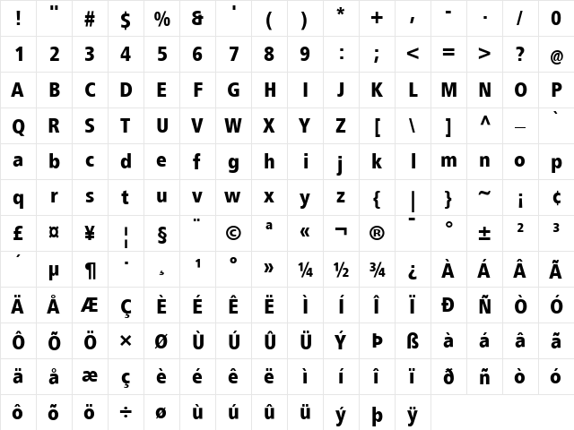 FrutigerNextLT Regular font glyphpreview