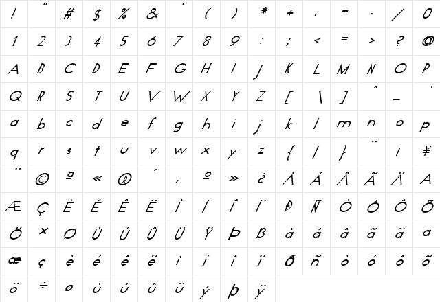 FZ BASIC 19 ITALIC Normal font glyphpreview