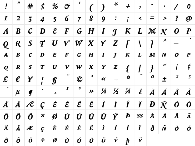 BiblonCaps BoldItalic font glyphpreview