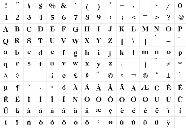Caslon335 Bold font glyphpreview