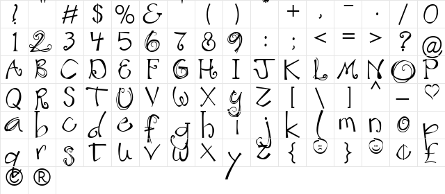 DC Make a Wish Regular font glyphpreview