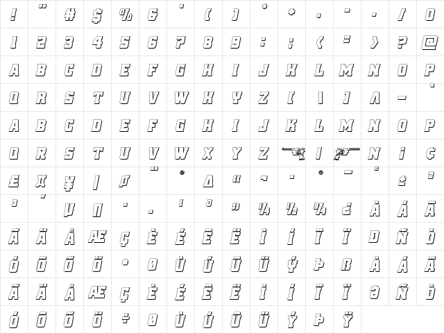 Red Delicious 3D Italic Italic font glyphpreview