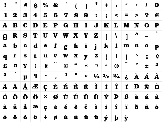 ITC Bookman Bold font glyphpreview