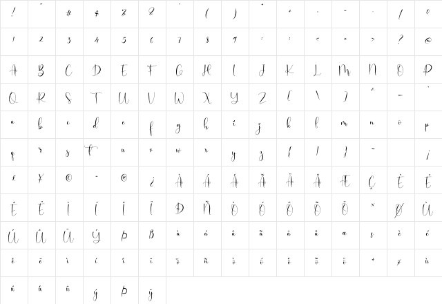 Rosaliana Regular font glyphpreview