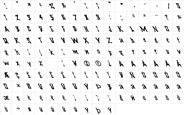 FZ WARPED 29 LEFTY Normal font glyphpreview