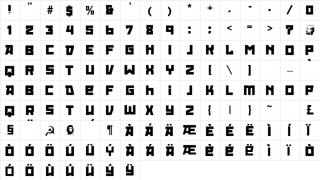 Red October Fat font glyphpreview