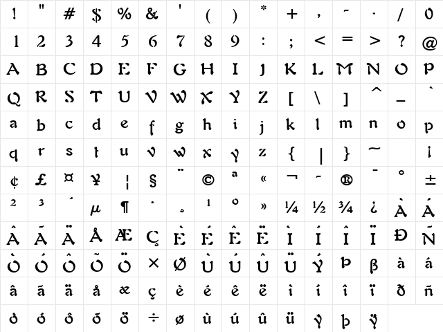 Freedom 9 Bold font glyphpreview