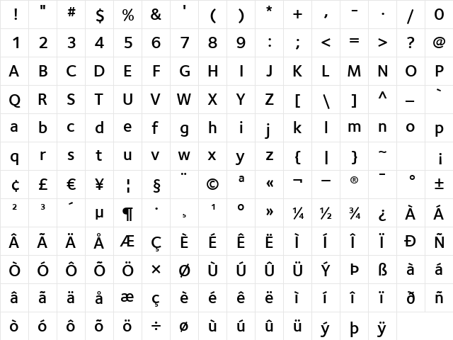 FoundrySterling-Demi Regular font glyphpreview