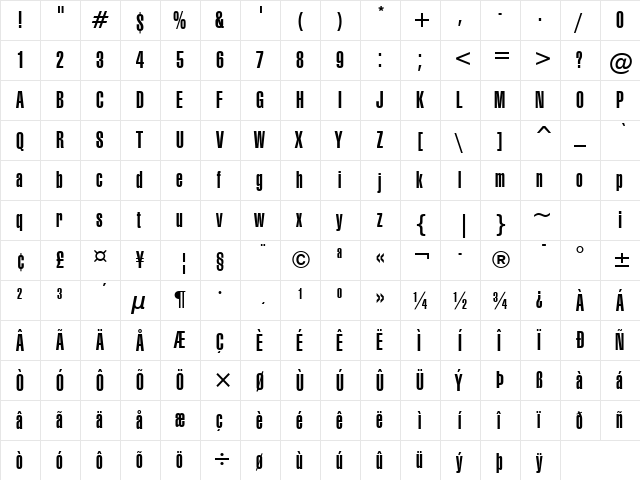 Swiss911 UCm BT Regular font glyphpreview