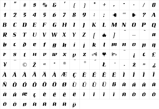 Dauphine Regular font glyphpreview