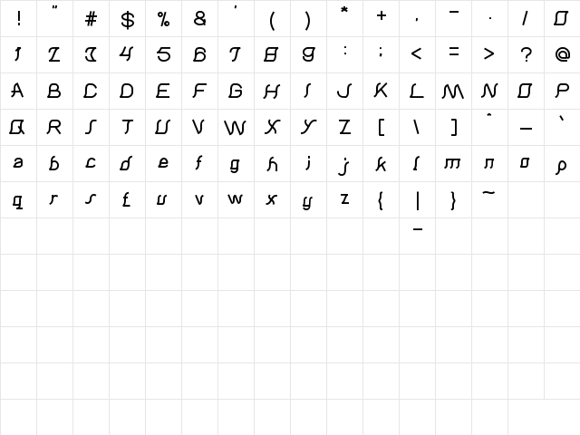 Samurai in UK Regular font glyphpreview