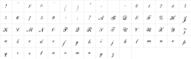 CommercialScript3 Regular font glyphpreview