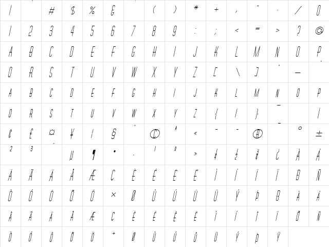 Wire Bold Italic font glyphpreview