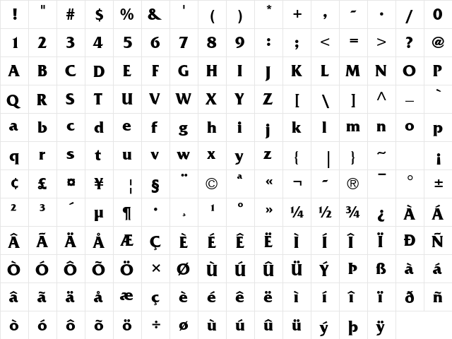 Friz Quadrata Std Bold font glyphpreview