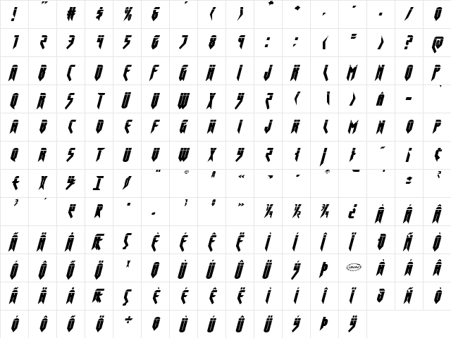 Opus Magnus Laser Italic Italic font glyphpreview