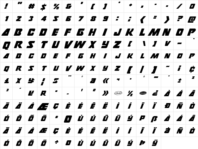 Thunderstrike Regular font glyphpreview