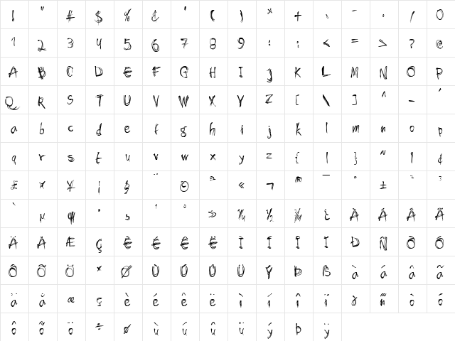 Shockheaded Regular font glyphpreview