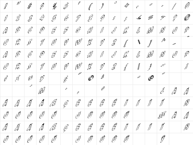 Fly Right I Regular font glyphpreview