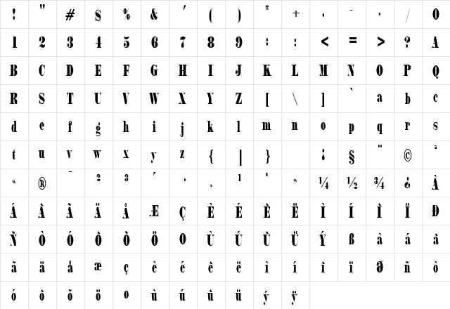 PT Cargo Compressed Normal font glyphpreview