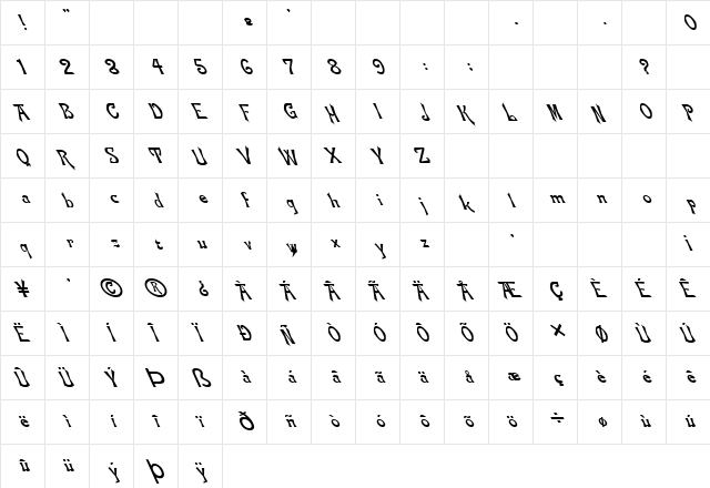 FZ JAZZY 21 LEFTY Normal font glyphpreview