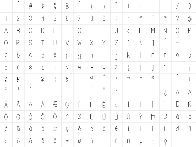 Buon Umore Thin font glyphpreview