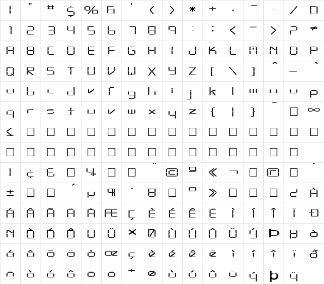 FZ DIGITAL 10 EX Normal font glyphpreview