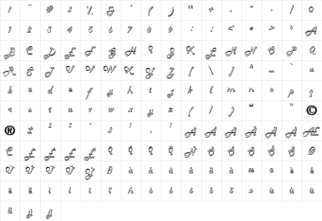 Tubula Script SSi Regular font glyphpreview