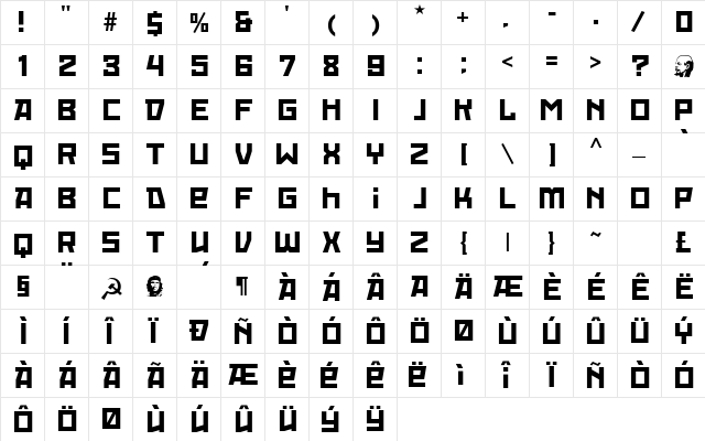 Red October Regular font glyphpreview